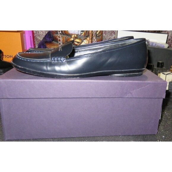 PRADA Calzature Donna Pelle Navy Blue Spazzolato Italian Leather Loafer IT 36.5 - Picture 1 of 13